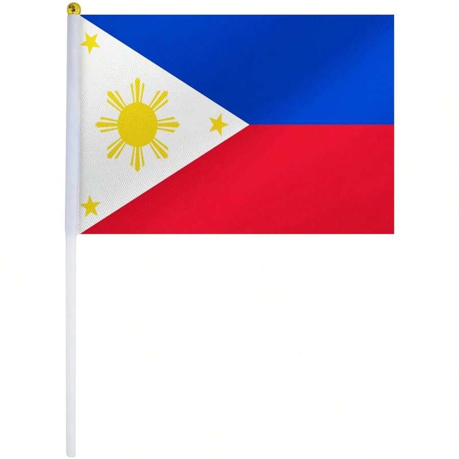 Banderita Filipinas Eventos Cívicos, MXPAF-000, 1Pza, Filipinas, 14x21cm, Tela Poliéster, Asta Plástico. - Multicolor - Ver 1