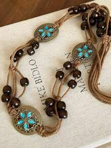 1 chiếc thắt lưng tua rua nhiều lớp phong cách cao bồi miền Tây Bohemian - Phong cách Mỹ Y2K sang trọng cổ điển, được trang trí bằng hạt ngọc lam và tua rua đính hạt, phụ kiện eo thời trang, mộng mơ đậm chất đồng quê, phù hợp cho các lễ hội âm nhạc, kỳ nghỉ, bãi biển và trang phục thường ngày. - Nhiều màu - Xem 7