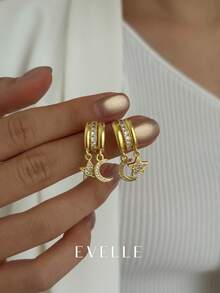 一对优雅可爱的18K镀金铜耳环，适合日常佩戴和聚会场合。 - 金色 - 查看 2