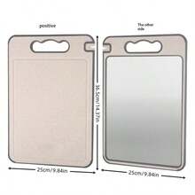 14.37英寸 x 9.84英寸不锈钢砧板，双面设计，适用于厨房，可用作磨刀器和蒜蓉器，不锈钢+聚丙烯材质，带导汁槽，厨房必备配件 - 米色 - 查看 13