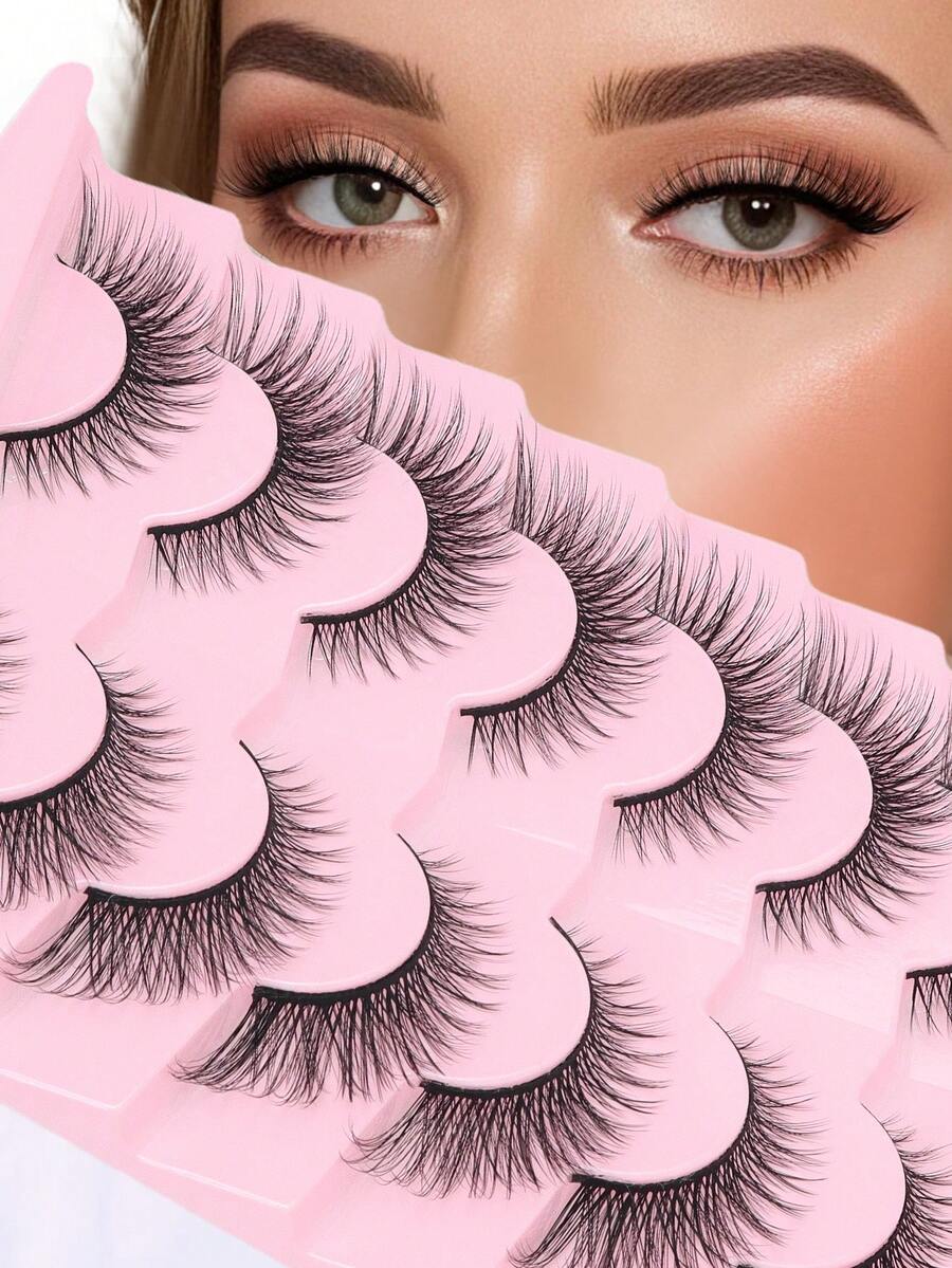 7 Pairs Cat Eye Elongated Natural Look False Eyelashes, 3D Realistic Wispy Lashes - Cat Eye Lashes - View 1