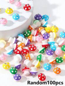 15/25/35/50/60/80/100pcs Multi-Color Mushroom Glass Beads - Colorful Marble Texture Mushroom Decorative Beads, Suitable For Jewelry Making, DIY Necklace, Bracelet, Earrings, Crafts | Vibrant Bead Design | Smooth Texture - Multicolor - View 24