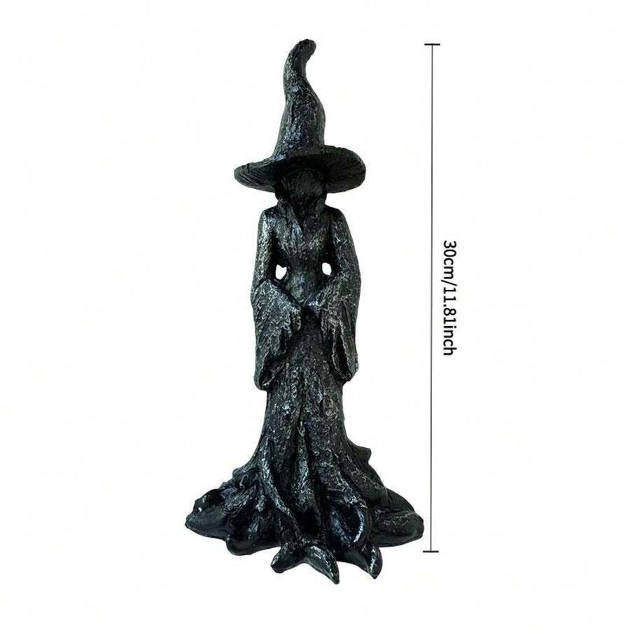 Gothic Halloween Witch Statue (11.8Inch), Hand-Painted Enchanting Cracker Barrel Statue, Gothic Resin Figurine Retro Magician Decor Dark Fantasy Ornament Guardian Of Your Home,Resin Sculpture For Home Decor Decoration - 1 - 查看 1