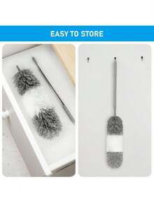 1 Set Extendable Stainless Steel Rod Microfiber Duster (83-245cm), Reusable And Washable, Suitable For Cleaning Ceiling Fans, High Ceilings, Blinds, Furniture And Cars - Scalable - View 6