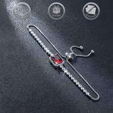 1pc Luxury Elegant Palace Style 925 Sterling Silver Geometric Cubic Zirconia Women Bracelet, Suitable For Daily, Party, Holiday, Date, Gift - Red - View 1