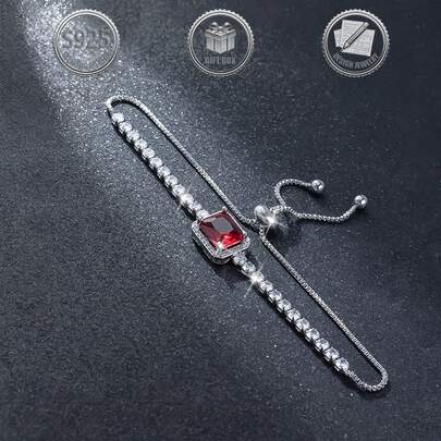 1pc Luxury Elegant Palace Style 925 Sterling Silver Geometric Cubic Zirconia Women Bracelet, Suitable For Daily, Party, Holiday, Date, Gift