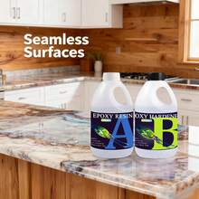 34盎司环氧树脂套装，自流平，高光泽，不泛黄，无气泡，适用于手工艺品、桌面浇铸和DIY项目，混合比例1:1 - 彩色 - 查看 7