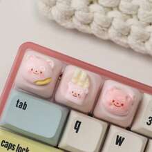 1pc Cute Bear Resin Keycap, Customized Mechanical Keyboard Keycap, Desk Keyboard Storage, Keyboard Keycap Fun, Cute Keyboard, Keyboard Gift, Cool Keyboard, Bedroom Keycap Lock, Cute Keyboard Mat - Multicolor - View 2