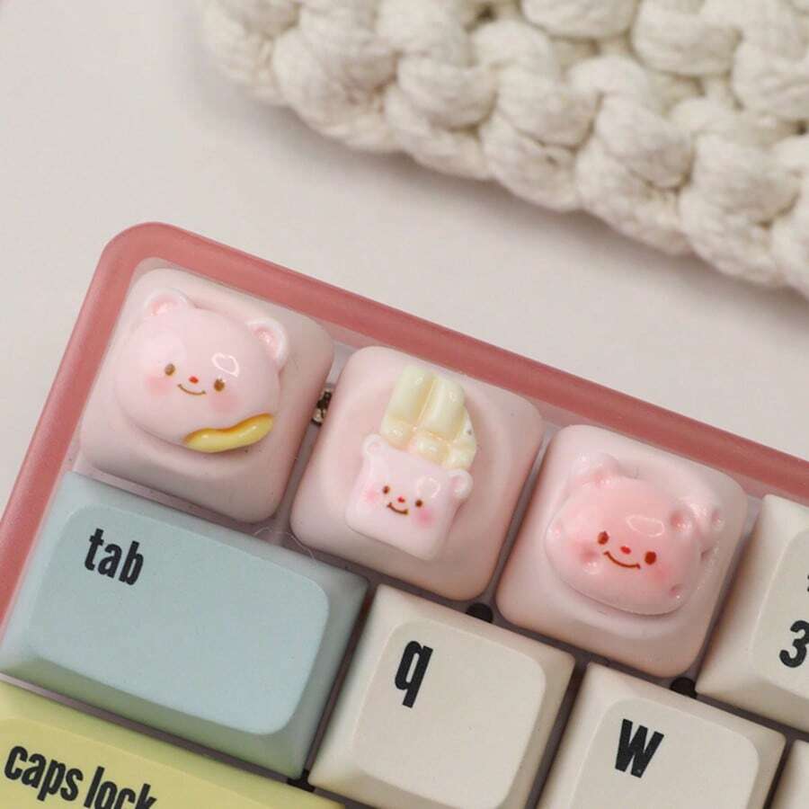 1pc Cute Bear Resin Keycap, Customized Mechanical Keyboard Keycap, Desk Keyboard Storage, Keyboard Keycap Fun, Cute Keyboard, Keyboard Gift, Cool Keyboard, Bedroom Keycap Lock, Cute Keyboard Mat