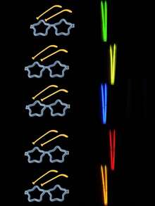 10副五角星造型荧光眼镜，霓虹眼镜，荧光棒眼镜，成人荧光眼镜，夜光派对用品，荧光眼镜，适合舞会、婚礼、情人节、生日、派对、节日和日常佩戴，派对眼镜和派对配件 - 彩色 - 查看 8