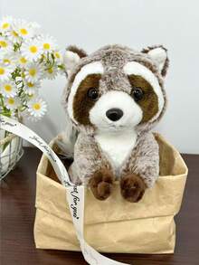 1pc 25cm/9.8in Cute Plush Raccoon Doll, Super Soft Stuffed Forest Animal, Huggable Friend For Infants & Kids, Suitable For Birthday, Holiday, Christmas, Home Decor, Brown & White Sitting Raccoon - Brown - View 6
