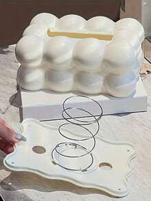 1个时尚云朵纸巾盒，桌面收纳盒，带储物格的塑料纸巾盒，适用于浴室、客厅、家居装饰，新年、情人节、母亲节、父亲节、夏季礼物 - 彩色 - 查看 8