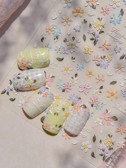 1pc Of White Lace Bow DIY Nail Art Decals, Heart-Shaped Lace Embossed Nail Stickers, Suitable For Weddings/Holidays/Everyday Nail Decorations.