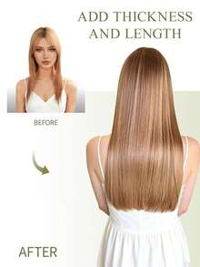 DNE HAIR 10件組 100%人髮隱形接髮片，中棕色高光澤淺棕直髮，14-22英吋長，絲滑無縫，頂級品質，髮尾豐厚，適合細髮，女性美髮沙龍與日常使用 - S4/27 - 查看 2
