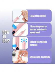 Cordless Electric Nail Drill, Rechargeable Nail File Kit For Gel & Acrylic Nails, Manicure Pedicure At Home/Salon, Perfect Gift For Women & Daily Essentials - Pink - View 10