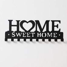 1pc Home Love Shape Keychain Wall Mount Entry Organizer With Hooks, Sparse, Home Decor For Living Room - 黑色 - 查看 3