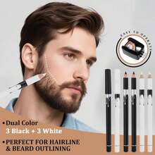 DUAIU 12Pcs Beard Shaper Tool Kit For Men Grooming, White Black Barber Pencil For Lineup Edging With Sharpener, Hairline Beard Guide Shaping Barber Comb Clipper Cleaning Brushes Hair Combs Set - Trắng - Xem 2