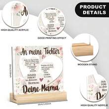 2D Flat - [2D Flat] 2D Plane, German Square Acrylic Tabletop Decoration - "Never Feel Lonely" Inspirational Christian Home Decor, Floral Cottage Design, Christmas Ornament - A - View 3