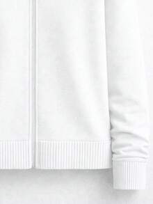 Women's White Knitted Hoodie With Zipper, Winter Sweatshirt, Women's Modal Knit Jacket - trắng - Xem 4