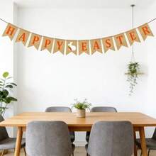 Easter Banner Burlap Bunny Garland Happy Easter Day Decorations For Fireplace Home Decor - Orange - View 5