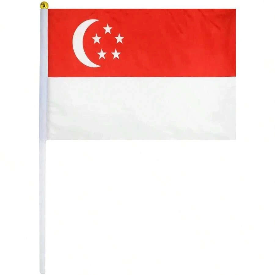 Mini Bandera Singapur Fiesta, MXGSN-000, 1Pza, Singapur, 14x21cm, Tela Poliéster, Asta Plástico. - Multicolor - Ver 1