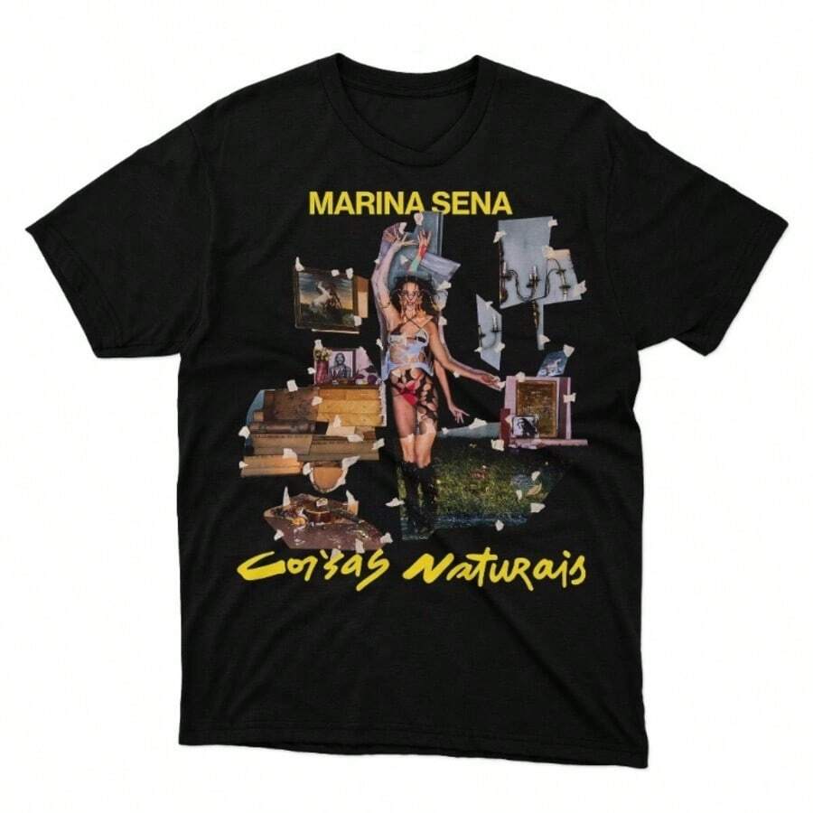 Unisex T-Shirt With Marina Sena 006 Print, Casual Summer T-Shirt, High Quality, On  - Immediate Shipping. - 黑色 - 查看 1