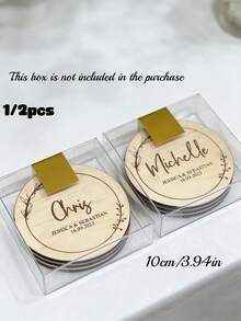 1/2 piezas Posavasos de boda personalizados de madera, etiquetas con nombre personalizadas cortadas con láser, decoración de mesa rústica y bohemia, decoración de mesa para novia y novio, decoración elegante para ceremonia y recepción de boda, recuerdos de boda, tarjetas de asientos Sr. y Sra. - Multicolor - Ver 9