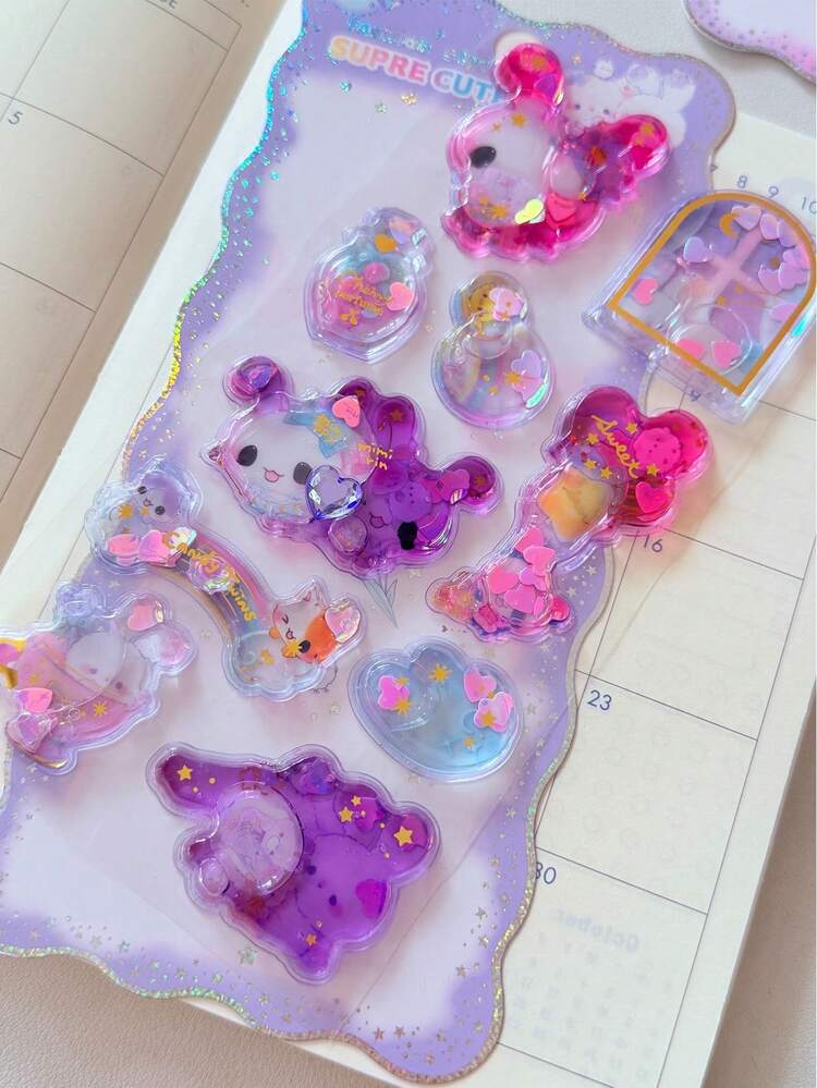 3Dウォーターフィルドホイルステッカー、カートゥーン3Dウォーターフィルドシェイカー装飾ステッカー、クリスマスDIY - マルチカラー - 見る 15