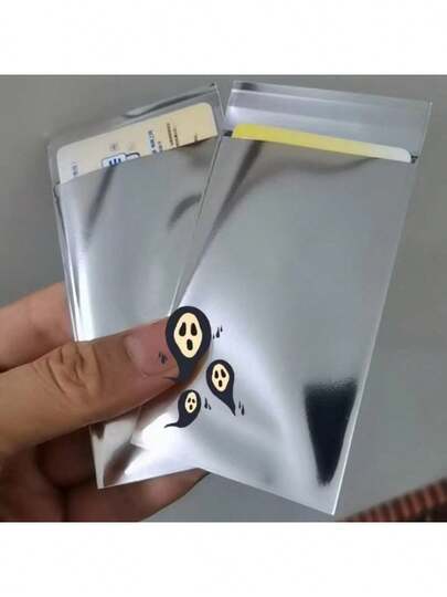 100pcs Silver Mirror Self-Sealing Gift Bags - Opaque Aluminum Card Holders, Suitable For Cards, Photos, Badges And Bank Card Protection, Card Sleeves, Credit Card Protector Pouches