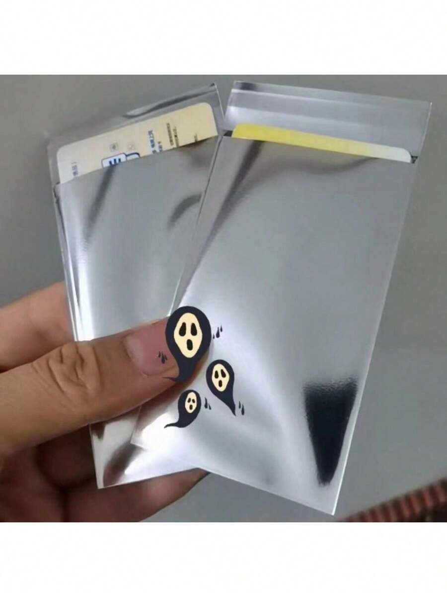 100 Peças Sacolas de Presente Autosselantes com Espelho Prateado - Porta-cartões de Alumínio Opaco, Adequado para Cartões, Fotos, Crachás e Proteção de Cartão Bancário, Protetores de Cartão, Bolsas Protetoras de Cartão de Crédito - Multicolorido - Visão 1