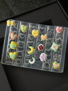 1pc Cute Floral, Bow, Heart Shaped Pillow Mold, Vintage Style Versatile 3D Decor Transparent Silicone Mold - 無色 - 查看 2