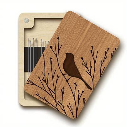 1個 裁縫用品収納ボックス、鳥柄針ホルダー、磁石式針ケース、裁縫針ケース、磁石式針ホルダー、裁縫必需品、磁石式完璧な閉鎖、装飾的な木製ボックス、木製ボックス、裁縫収納、針