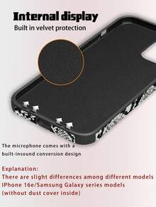 1个蛇皮纹理手机壳，个性化简约奢华动物元素设计，压纹蛇皮图案，防震，增强音质，柔软皮革质感，兼容 17 Pro Max/16 Pro Max/12 Pro/13/14 Plus/15 Pro Max/16 Pro Max、11/13 Pro、Galaxy S24 Ultra，适合作为礼物 - 黑與白 - 查看 4