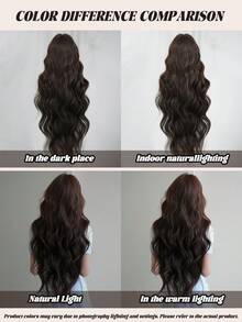 NAMM 32英寸棕色超长波浪假发，女士款，蓬松波浪卷发带刘海，全机织合成纤维假发，适合日常办公、音乐节派对、角色扮演等场合佩戴 - 樱花庆典魅力派对街头风摄影 - 女孩礼物假发配件 - 黑棕色 - 查看 8