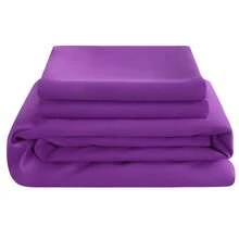 3pcs Solid Color Fitted Sheet Set  With 1pc Fitted Sheet+2pcs Pillow Case Without Filler, Modern Soft Bedding Set For Household Sheet Deep Pocket Up To 15 Inch - 紫色 - View 5