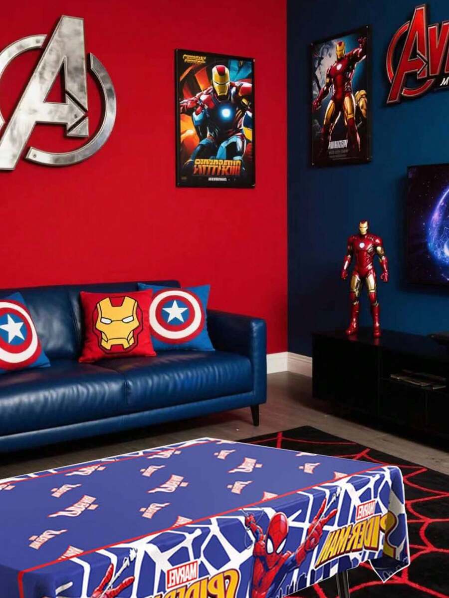 Marvel Party Tablecloth Set - Exclusive Design With Vibrant Superhero Artwork, 1-3 Pcs Waterproof Tablecloth Printed With Pattern, Perfect For Party Decor, Retro Gaming Gatherings, Adding Fun And Vitality To Any Fan Party - Multicolor - View 1