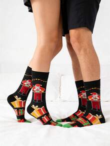1 Pair Unisex Christmas Themed Casual Sports Socks, Versatile For Couples - Multicolor - View 2