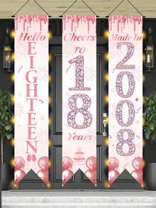 Bộ 3 món màu vàng hồng mừng sinh nhật lần thứ 18: Cờ sinh nhật lần thứ 18, Băng rôn sinh nhật lần thứ 18, Trang trí tiệc sinh nhật lần thứ 18, Câu đối sinh nhật lần thứ 18, Phông nền trang trí sinh nhật, Vải phông nền sinh nhật, Trang trí tường tiệc sinh nhật, Trang trí khung cảnh sinh nhật, Đồ dùng tiệc sinh nhật, Quà tặng sinh nhật lần thứ 18, Quà tặng tiệc, Quà tặng mừng tuổi trưởng thành. - Sinh nhật lần thứ 18 màu vàng hồng - Xem 9