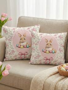 1/2/4件装柔软舒适的装饰枕套,透气亲肤,带拉链方便清洗,适用于沙发/卧室/客厅,是婚礼/节日的理想礼物,不含枕芯。 - 彩色 - 查看 5