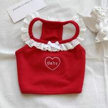 1 chiếc áo vest cho thú cưng phong cách tối giản ngọt ngào Langxingcs, áo vest kiểu công chúa cho chó với thêu chữ "Baby", dây đeo cho mèo viền ren dễ thương kiểu Ins, quần áo thú cưng hình trái tim thanh lịch cho ngày Valentine, phù hợp cho chó và mèo nhỏ. - Nhiều màu - Xem 9