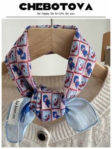 1条女士纹理小围巾/手帕/头巾，多功能印花亚麻围巾/颈巾/手帕，欧美风格，适合夏季沙滩裙 - 彩色 - 查看 26