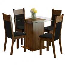 Juego de Comedor con Mesa y 4 Sillas Madesa Anita Color Marrón y Negro - Marrón y Negro - Ver 12