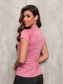 Women's Gym Set: DRY FIT T-Shirt + Sports Fitness SHORTS - Pink - View 1