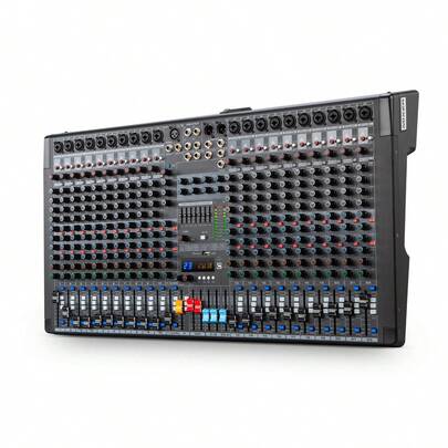 Mezcladora Mr 22pro Dj Audio Consolas 22 Canales  Dsp Mesa de mezclas profesional Mezclador de audio de 22 canales Con alimentación fantasma de 48 V Efectos de reverberación DSP Conectividad Bluetooth Entrada auxiliar USB para ordenador Funcionalidad de grabación y reproducción Ideal para DJ de escenario, podcasters y streamers Aplicaciones para actuaciones en directo Mezclador profesional de 22 canales para DJ