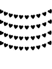 24 件黑色毡心形花环横幅，哥特式风格装饰，适合告别、婚礼、周年纪念、生日派对、情人节派对、房间、家居、墙壁、宿舍、母亲节、万圣节 - 彩色 - 查看 1