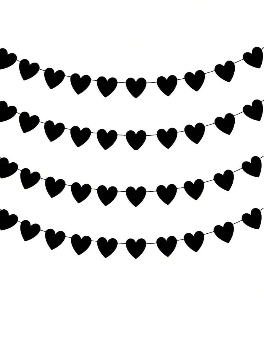 24 件黑色毡心形花环横幅,哥特式风格装饰,适合告别、婚礼、周年纪念、生日派对、情人节派对、房间、家居、墙壁、宿舍、母亲节、万圣节 - 彩色 - 查看 1