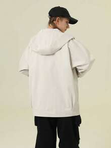 (Early Spring/Summer Release) New Women Outdoor Contrast Color Patchwork Travel Sports Hooded Zip-Up Jacket - Apricot - View 2