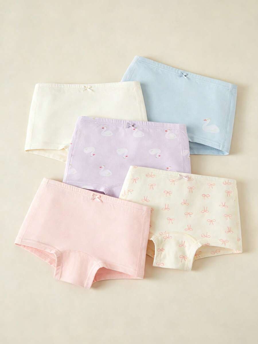 mini bala 5 piezas de bragas de algodón para niñas, transpirables y antibacterianas, suaves y amigables con la piel, sin enrollamiento - rosa - Ver 1