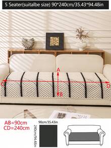 1件加厚柔软保暖法兰绒沙发垫套，现代简约防滑保暖沙发座垫，防尘可水洗沙发套，清新时尚柔软防褪色宠物友好型保护套，适用于卧室、办公室、客厅组合家具、L型沙发和1/2/3/4座沙发 - 黑與白 - 查看 14