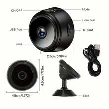 2pcs Mini Wireless Compact Security Camera, 1080P HD Smart Night Vision Camera, Indoor Surveillance Camera For Car/Office, Can Be Used As Dash Cam, Magnetic Clip Design, Real-Time View, Support TF Card Storage (TF Card Not Included), Rotatable Base, Rechargeable Recording, Motion Detection, Cycle Recording, Suitable For Home, Car, Office And Other Scenarios - Black - View 7